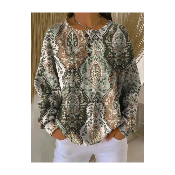 Women Floral Crew Neck Printing Casual Spring/Fall Long Sleeve Sweatshirt