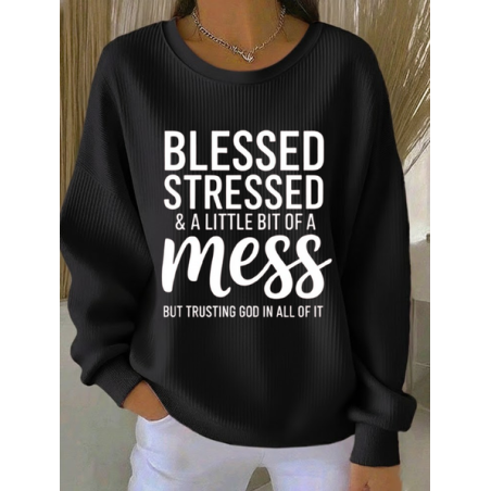 Casual Text Letters Printing Loose Sweatshirt