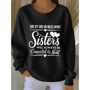 Text Letters Printing Casual Sweatshirt