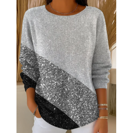 Casual Printing Crew Neck Abstract Sweater