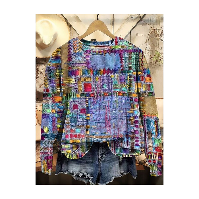 Printing Casual Abstract Loose Sweatshirt