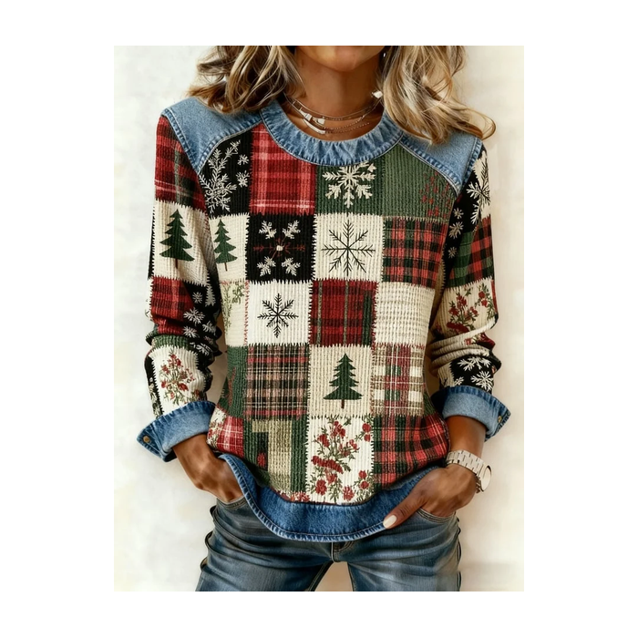 Women Christmas Crew Neck Printing Vintage Spring/Fall Long Sleeve Sweatshirt