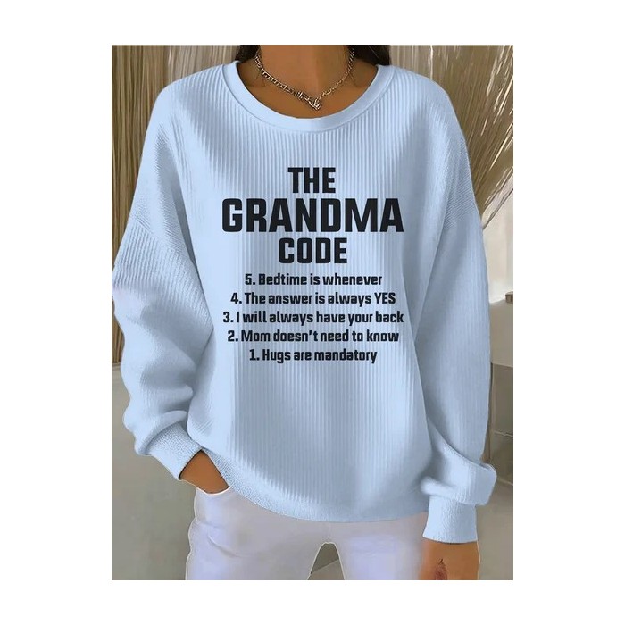 Women Letter Pattern Crew Neck Vintage Spring/Fall Long Sleeve Sweatshirt