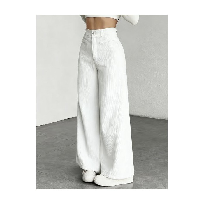 Women Plain Long Elastic Waist Pants Casual Spring/Fall Trousers