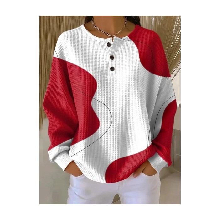 Women Abstract Crew Neck Printing Casual Spring/Fall Long Sleeve Sweatshirt
