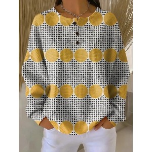 Women Abstract Crew Neck Printing Casual Spring/Fall Long Sleeve Sweatshirt