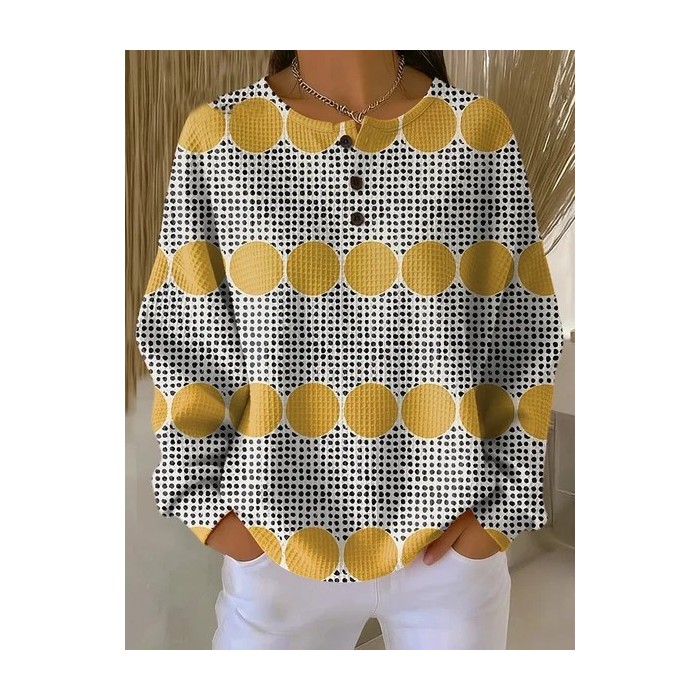 Women Abstract Crew Neck Printing Casual Spring/Fall Long Sleeve Sweatshirt