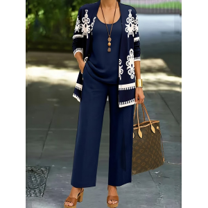 Women Floral Two-Piece Set Daily Long Sleeve Casual Spring/Fall Multi-Piece Set Matching Set