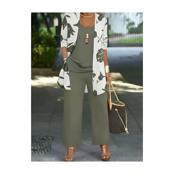 Women Floral Two-Piece Set Daily Long Sleeve Casual Spring/Fall Multi-Piece Set Matching Set