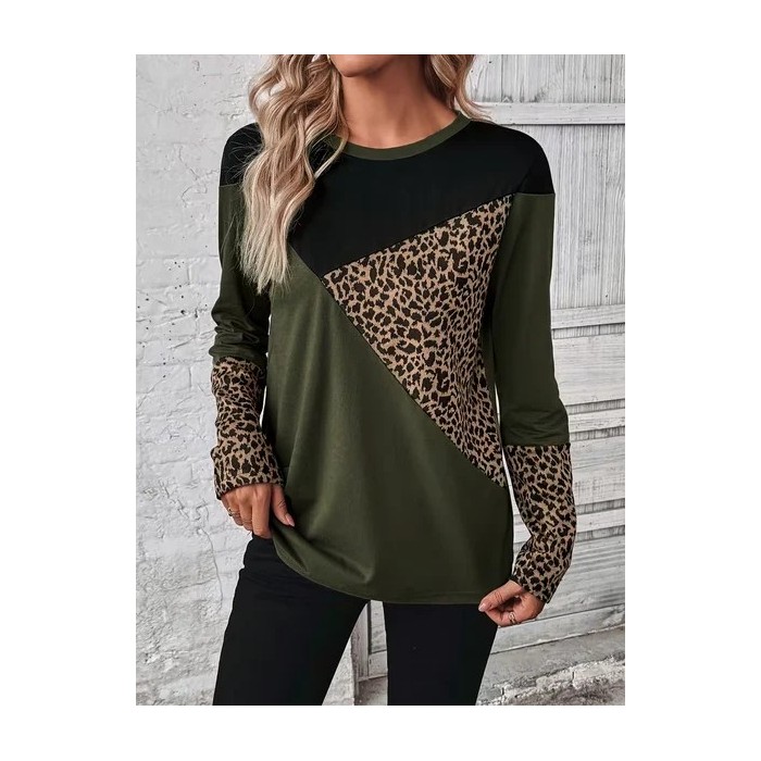 Women Abstract Long Sleeve Tee T-shirt Crew Neck Printing Casual Spring/Fall Graphic Tee Top