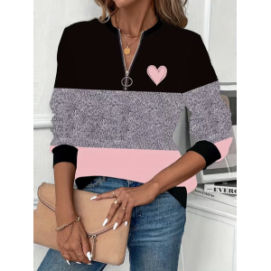 Women Heart/Cordate Crew Neck Printing Casual Spring/Fall Long Sleeve Sweatshirt