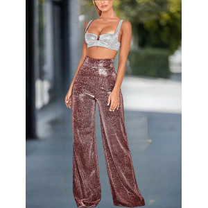 Women Plain Long Elastic Waist Pants Casual Spring/Fall Trousers