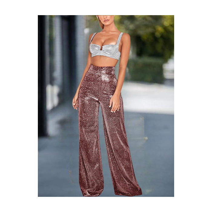 Women Plain Long Elastic Waist Pants Casual Spring/Fall Trousers