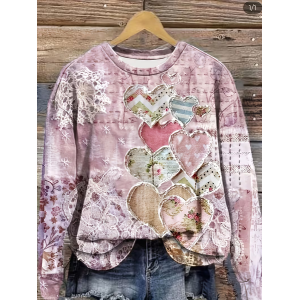 Women Heart/Cordate Crew Neck Printing Casual Spring/Fall Long Sleeve Sweatshirt