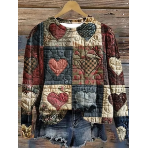 Women Heart/Cordate Crew Neck Printing Casual Spring/Fall Long Sleeve Sweatshirt