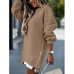 Women Plain Crew Neck Split Joint Casual Spring/Fall Long Sleeve Sweatshirt