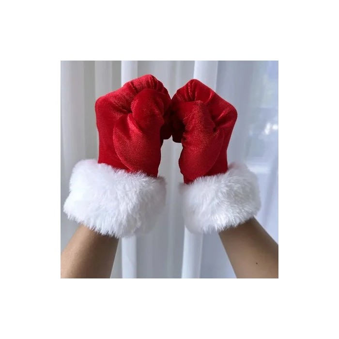 Women's Christmas Gloves With Faux Fur Trim Elastic Party Warm Decoration