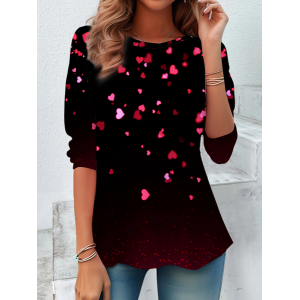Women Heart/Cordate Long Sleeve Tee T-shirt Crew Neck Casual Spring/Fall Tunic Top