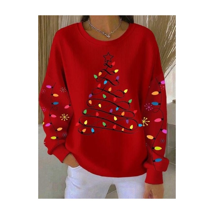 Women Christmas Crew Neck Casual Spring/Fall Long Sleeve Sweatshirt