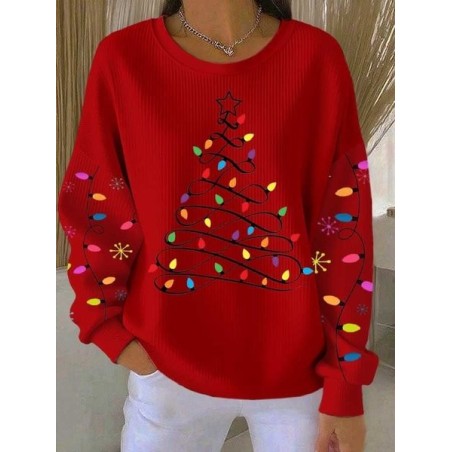 Women Christmas Crew Neck Casual Spring/Fall Long Sleeve Sweatshirt