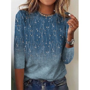 Floral Loose Casual Knitted T-Shirt