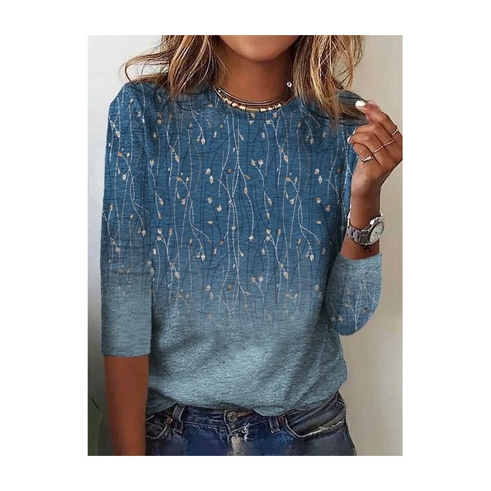 Floral Loose Casual Knitted T-Shirt