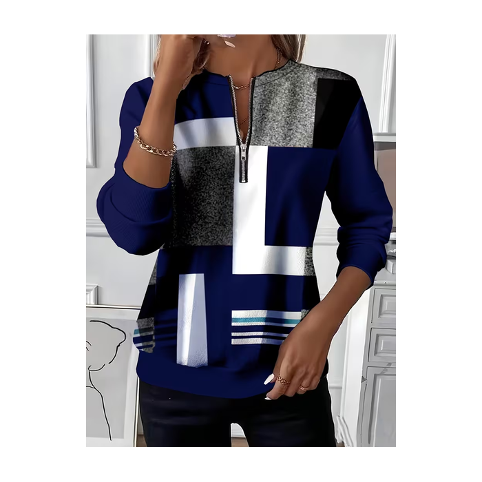 Women Abstract Crew Neck Printing Casual Spring/Fall Long Sleeve Sweatshirt