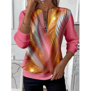 Women Abstract Crew Neck Printing Casual Spring/Fall Long Sleeve Sweatshirt