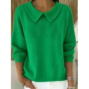 Women Plain Printing Spring/Fall Casual Long Sleeve Shawl Collar Sweatshirt