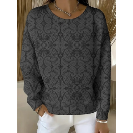 Women Abstract Crew Neck Printing Casual Spring/Fall Long Sleeve Sweatshirt