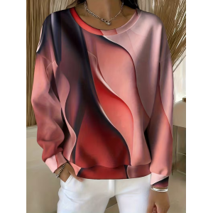 Women Abstract Crew Neck Printing Casual Spring/Fall Long Sleeve Sweatshirt
