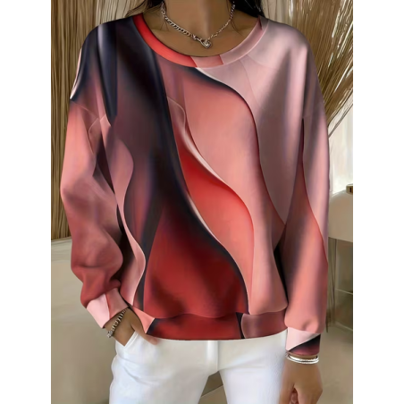 Women Abstract Crew Neck Printing Casual Spring/Fall Long Sleeve Sweatshirt