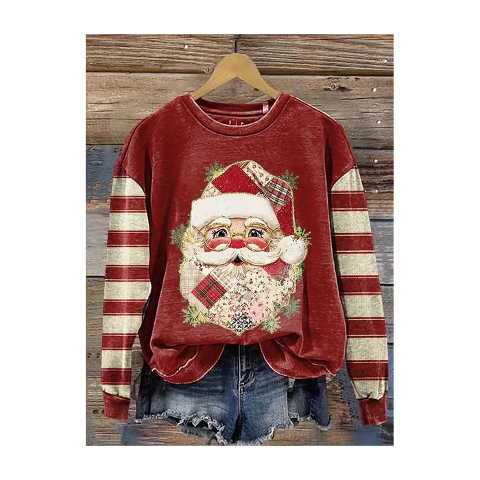 Women Striped Crew Neck Printing Casual Spring/Fall Long Sleeve Sweatshirt