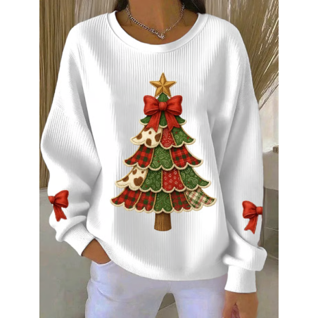 Women Christmas Crew Neck Printing Casual Spring/Fall Long Sleeve Sweatshirt