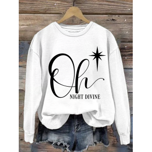 Women Text Letters Crew Neck Printing Casual Spring/Fall Long Sleeve Sweatshirt