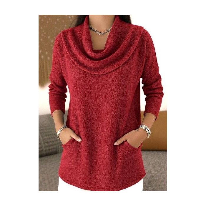 Women Fleece Plain Long Sleeve Tee T-shirt Mock Neck Casual Spring/Fall Top