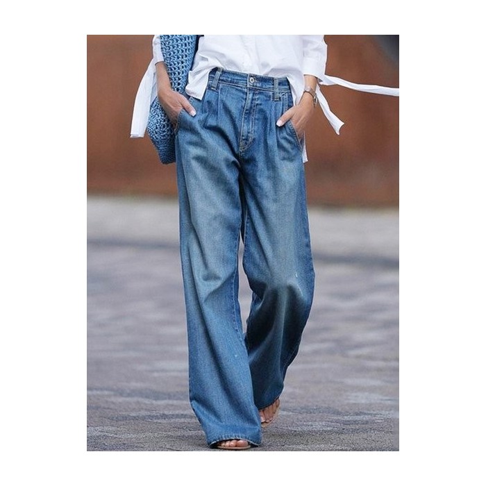 Women Plain Long Elastic Waist Pants Casual Spring/Fall Trousers