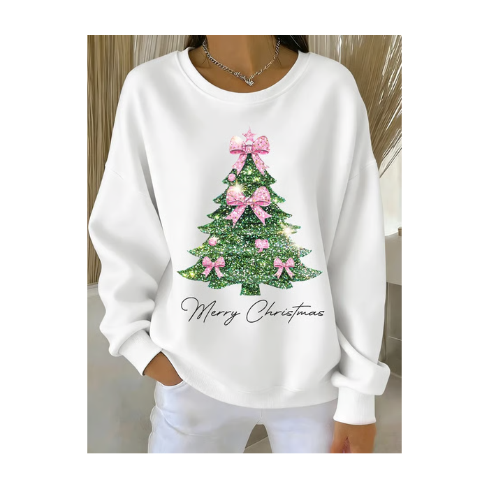Women Christmas Crew Neck Printing Casual Spring/Fall Long Sleeve Sweatshirt