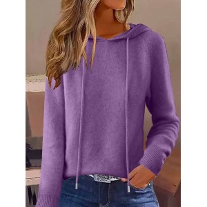 Women Plain Split Joint Winter Casual Long Sleeve Hoodie Sweater