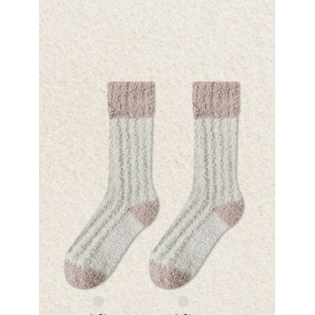 Coral Fleece Mid-calf Socks Autumn And Winter Women's Home Warm Fleece-lined Thick Plush Socks For Floors