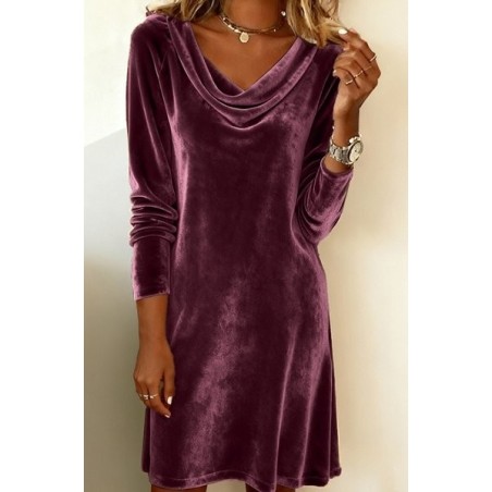 Women Plain Long Sleeve Spring/Fall Split Joint Dress Hoodie Daily Vintage Mini Fit & Flare Dress A-Line Dress