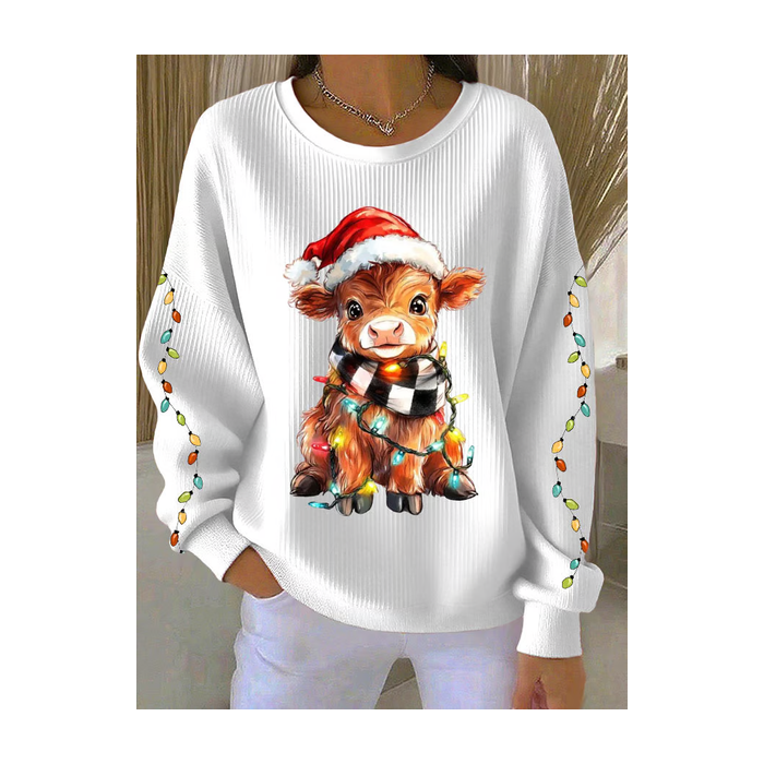 Women Christmas Crew Neck Printing Casual Spring/Fall Long Sleeve Sweatshirt