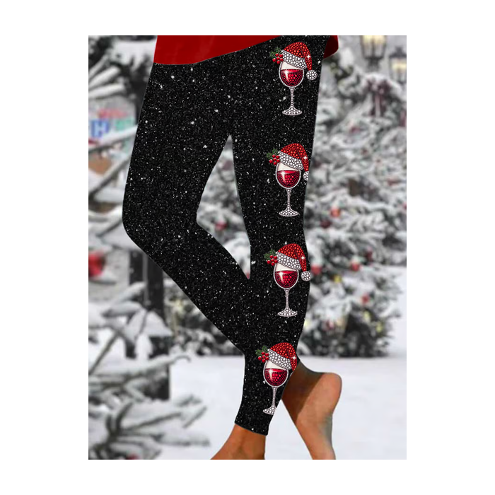Women Christmas Casual All Season Printing Long Leggings