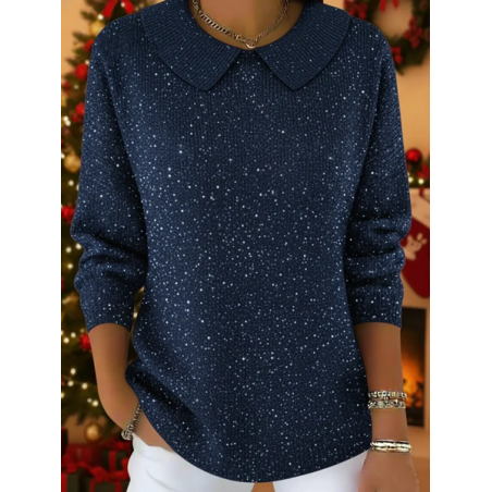 Women Christmas Printing Spring/Fall Casual Long Sleeve Shawl Collar Sweater