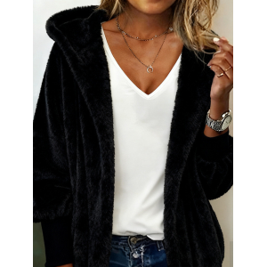 Women's Plain Winter Outerwear Casual Split Joint Mid-long Hoodie Overcoat