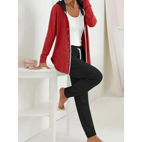 Women Plain Printing Two-Piece Set Daily Long Sleeve Casual Spring/Fall Coat With Pants Matching Set