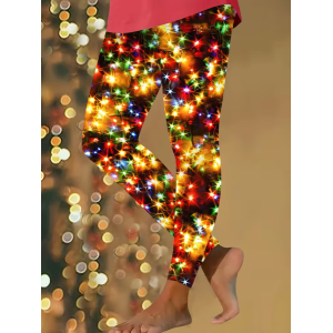 Women Christmas Casual All Season Printing Long Leggings