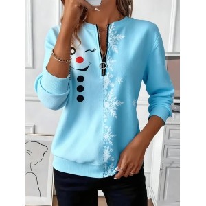 Women Christmas Crew Neck Vintage Spring/Fall Long Sleeve Sweatshirt