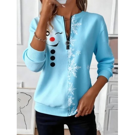 Women Christmas Crew Neck Vintage Spring/Fall Long Sleeve Sweatshirt