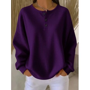 Women Plain Long Sleeve Tee T-shirt Crew Neck Casual Spring/Fall Top